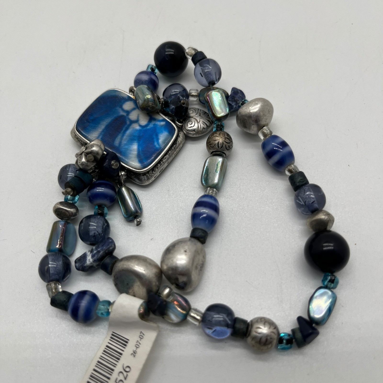 Coldwater Creek Blue Briolette Stone Double Strand Bracelet & Earrings Floral
