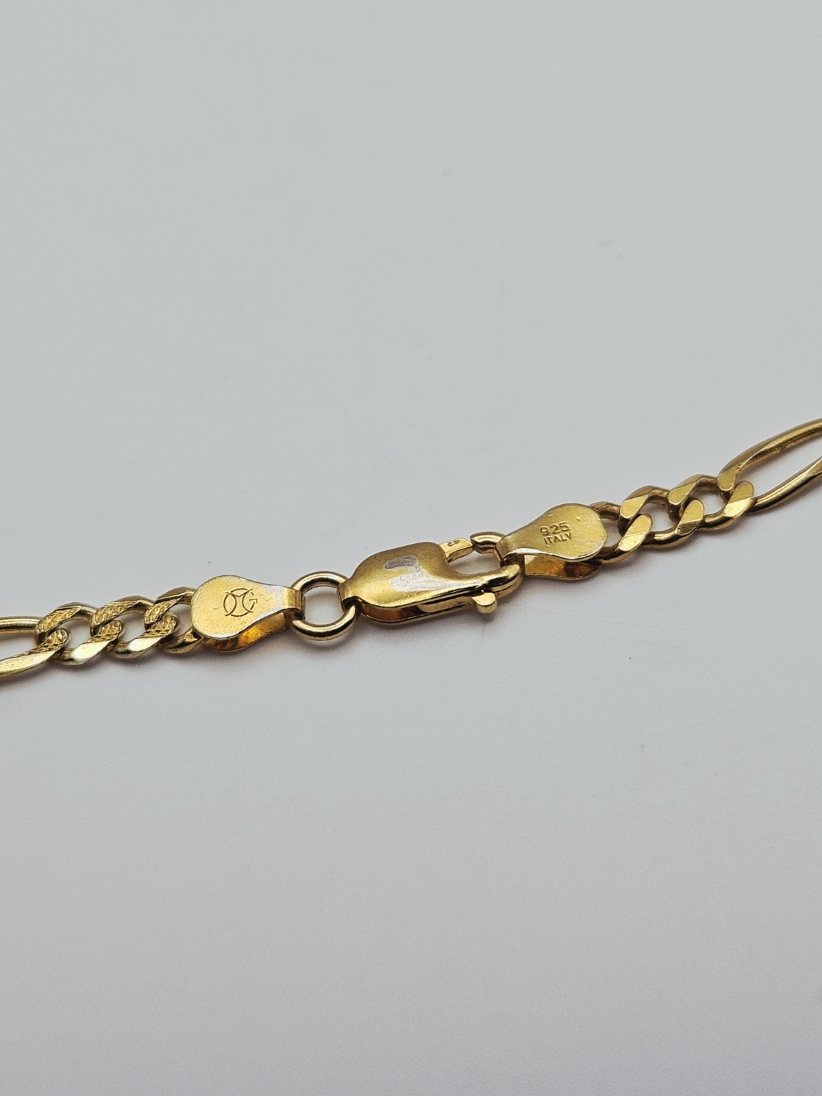 Sterling Silver Vermeil Diamond Cut 5mm Figaro Chain Necklace 24″