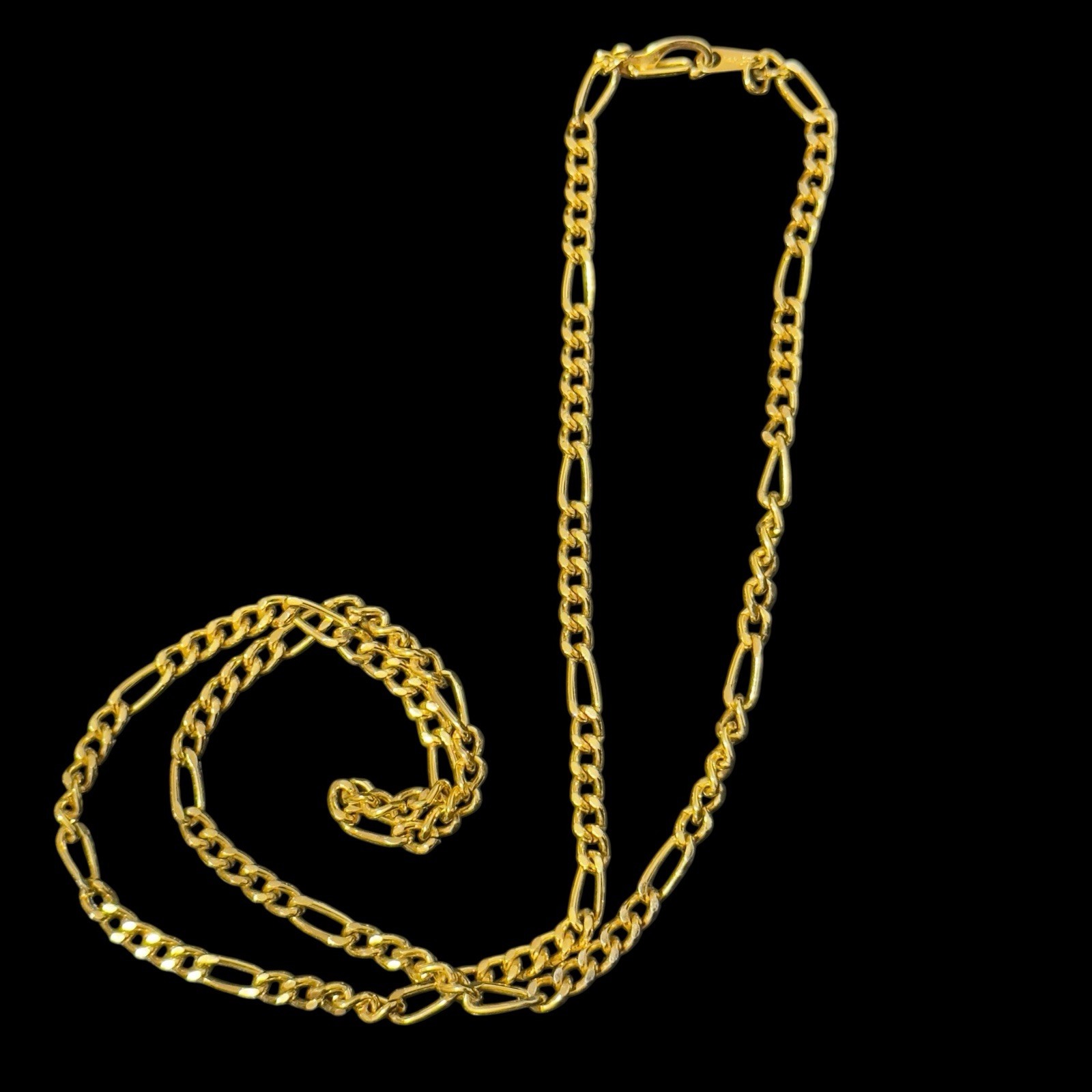 Vintage 14KGP Yellow Gold Plate Figaro Chain Necklace 20 Inch
