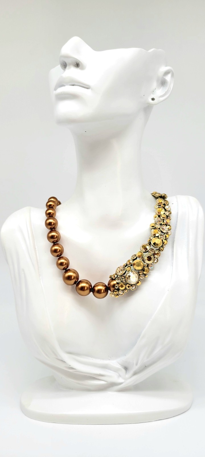 Heidi Daus Gold Pearl and Diamond Swarovski Crystal Asymmetrical NECKLACE ONLY
