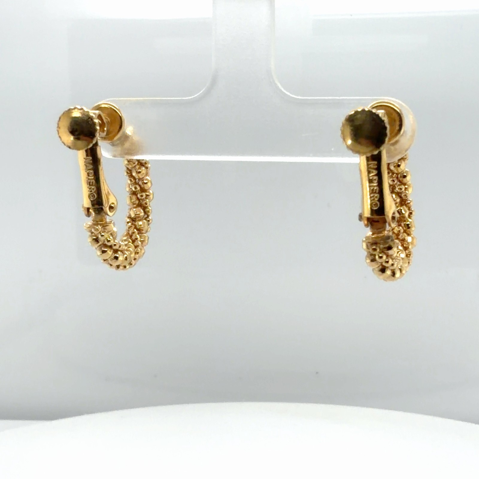 Vintage Napier Woven Rope Adjustable Clip on Gold Tone Earrings