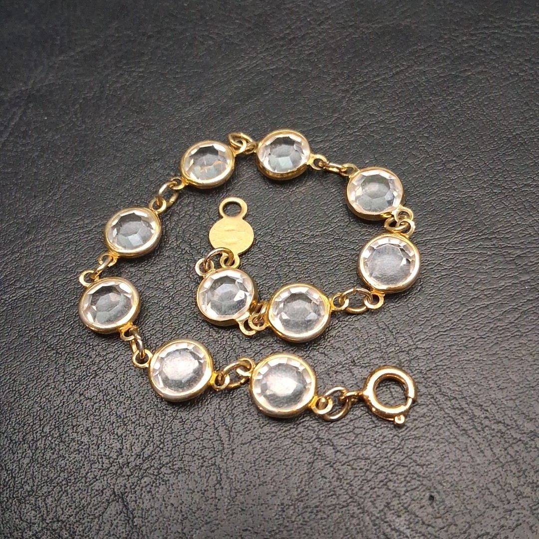 Vintage Austrian Crystal USA Link Bracelet Gold Tone. 17.520
