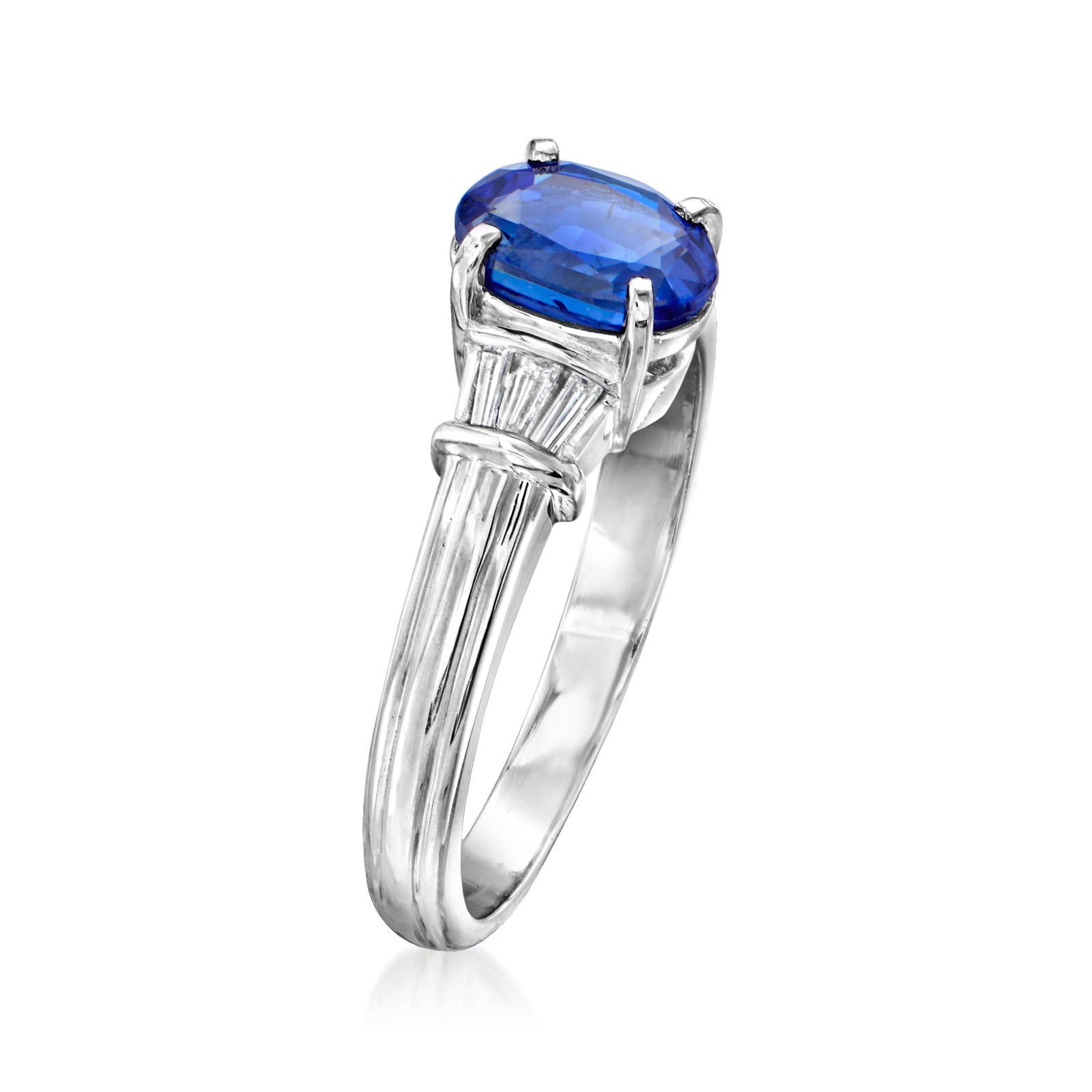 Vintage 1.53 Carat Sapphire Ring with .13 ct. t.w. Diamonds in Platinum. Size 7