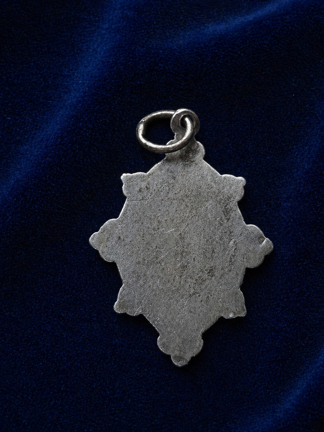 Antique Virgin Mary Silver Enamel Medal Pendant Art Nouveau Gothic 19th Religion