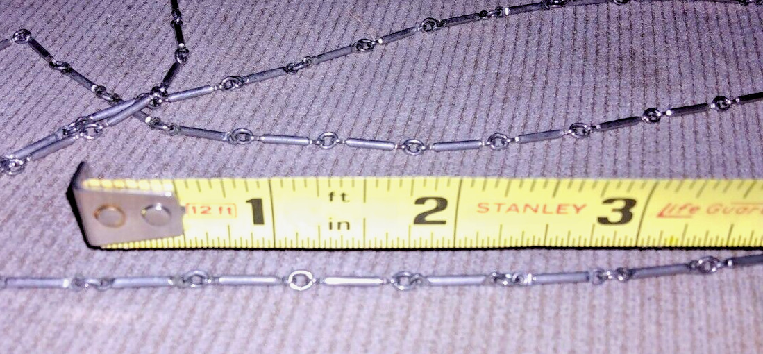 VINTAGE SILVER BAR LINK CHAIN NECKLACE ARTICULATED 50 IN ESTATE 60s super long
