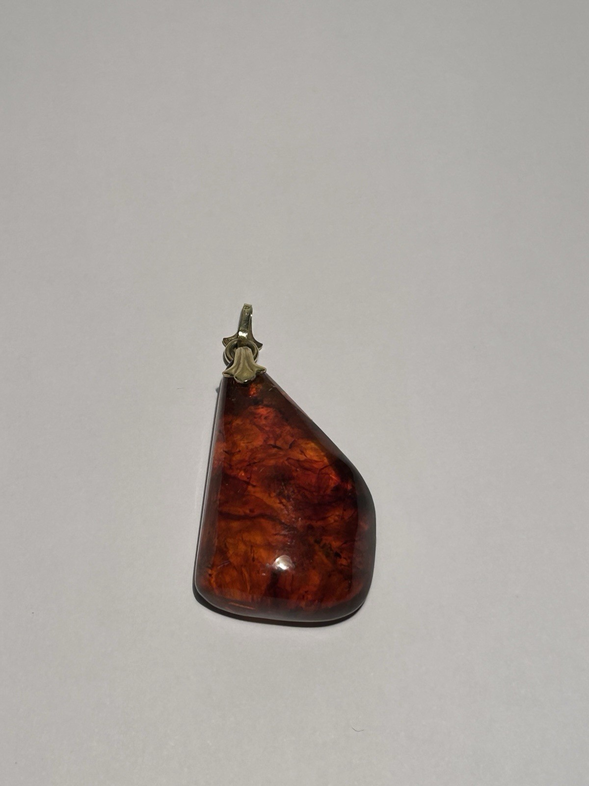 Vintage Baltic Amber Pendant Gold Bail AD Mark Honey Cognac Natural*