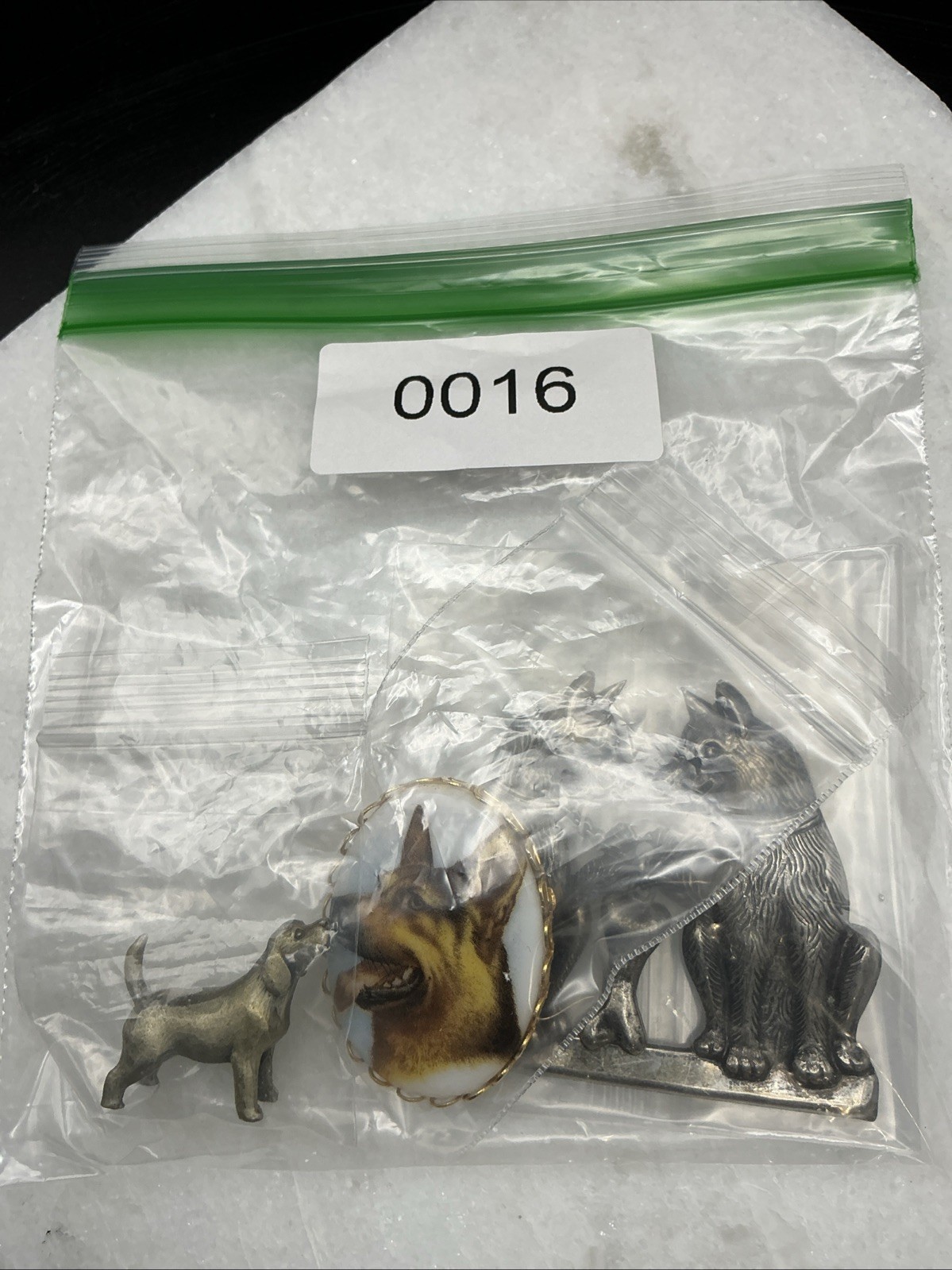 Vintage Dog German Shepherd Brooch Mix And Miniature Pewter Hound Lot