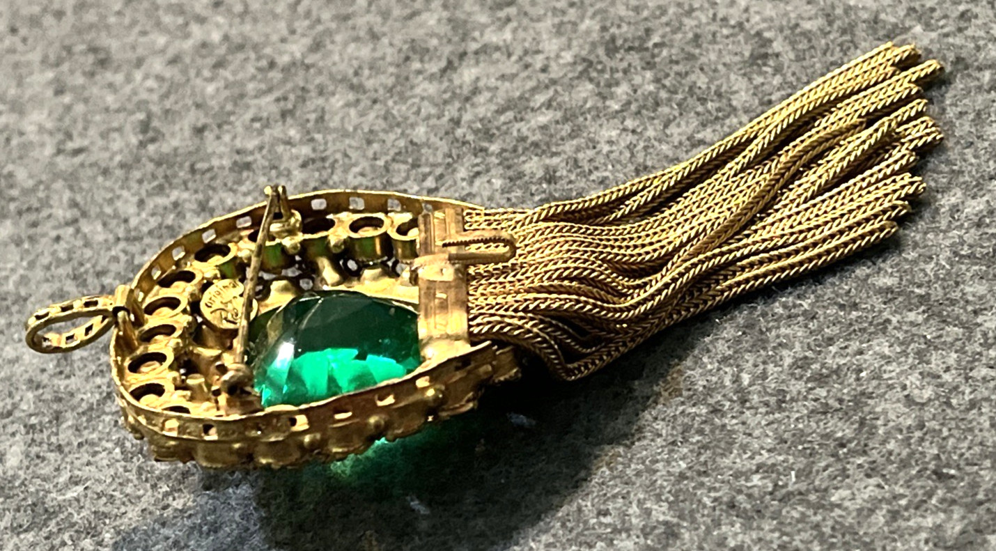 Rare Vintage ORIGINAL BY ROBERT Heart Rhinestone Goldtone Filigree Pin Pendant