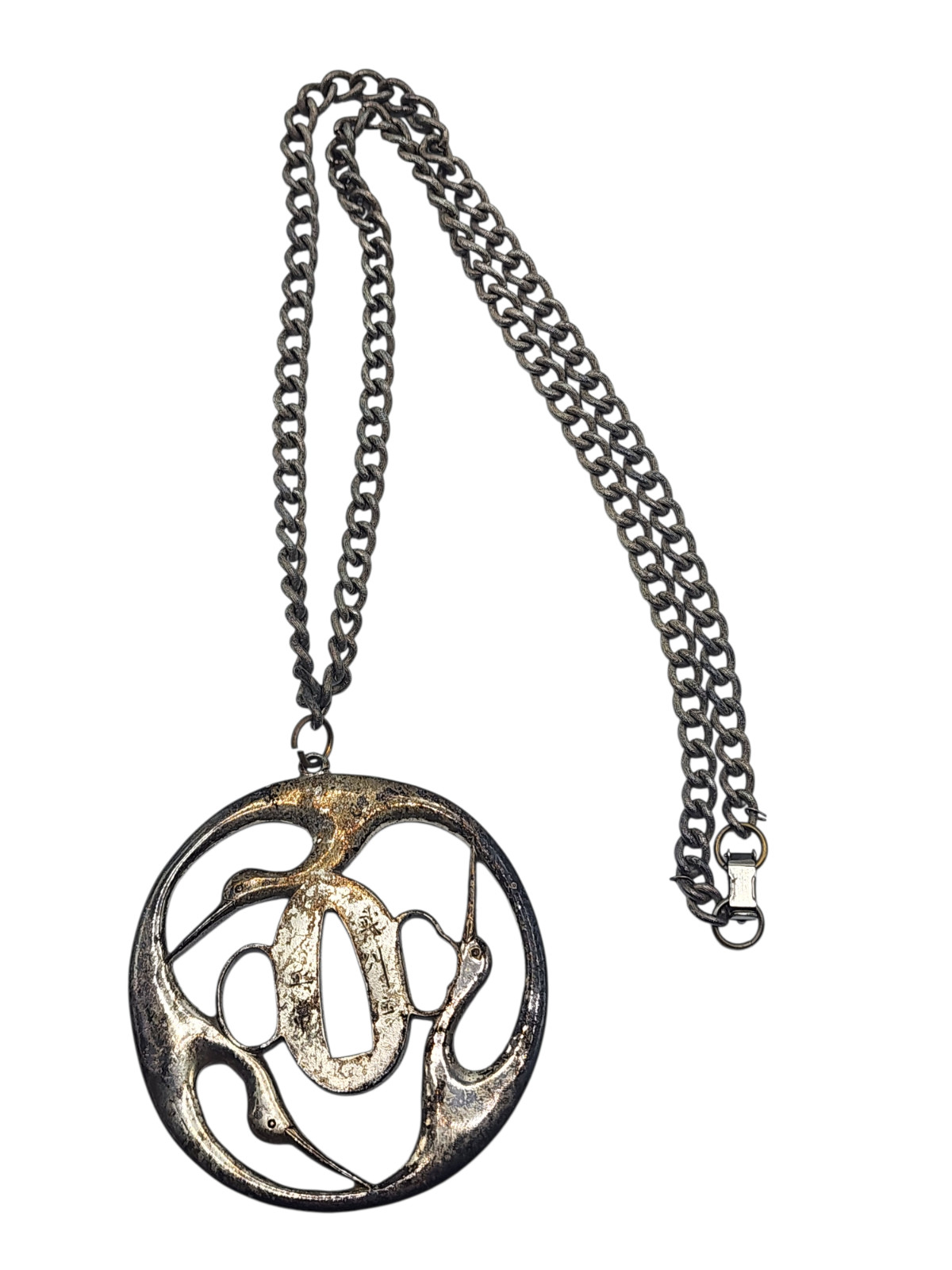 Alva Museum Replicas Vintage Ibis Bird Sword Guard Tsuba Necklace Pendant