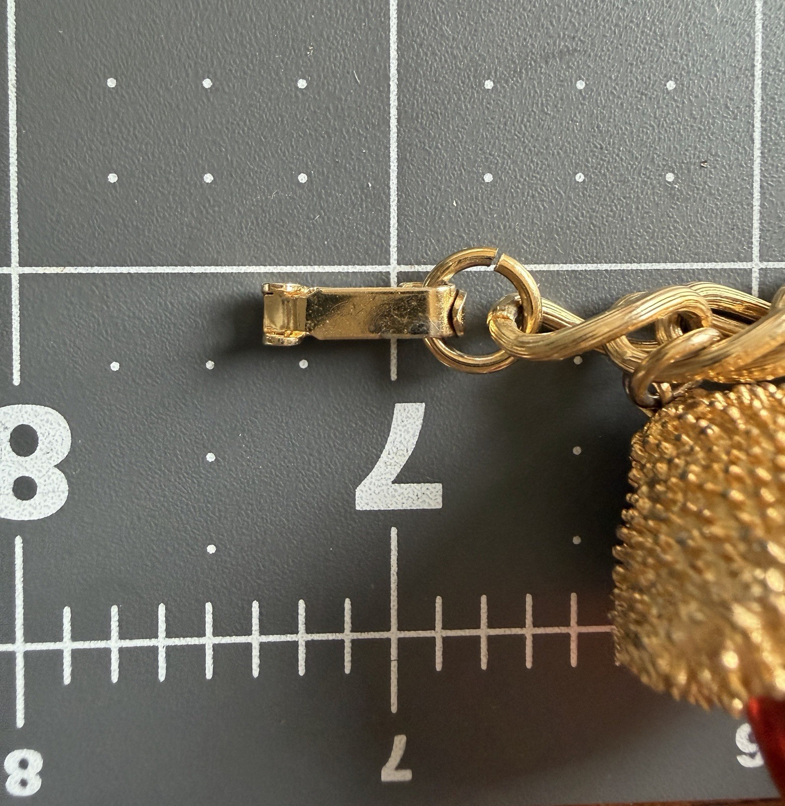 Vintage MCM Chunky Acorn Charm Bracelet Oversized Amber Glass Style Lucite Gold