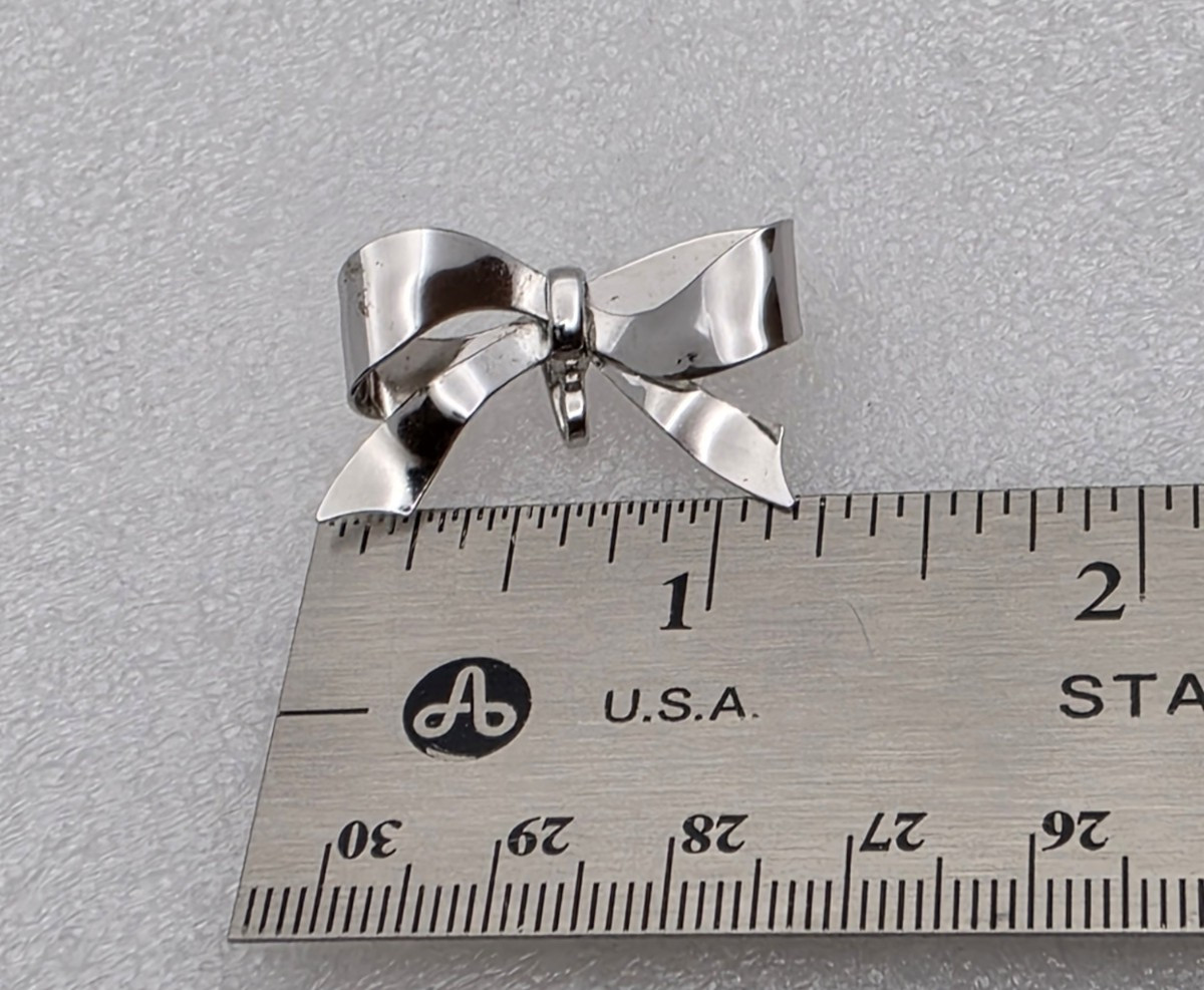 Carl Art Inc Sterling Silver Ribbon Bow Brooch/Pin Charm Holder