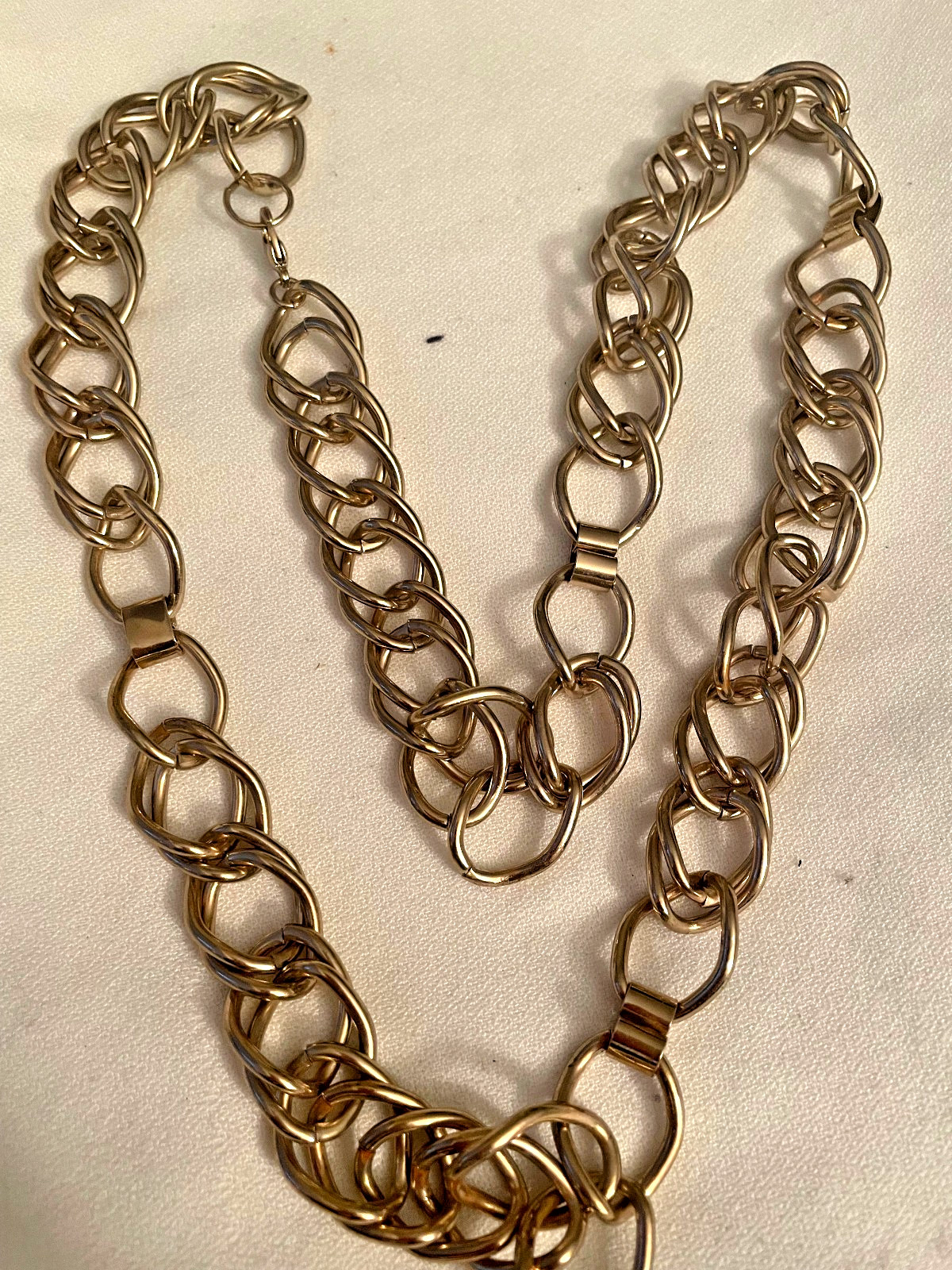 Vintage Long Gold Tone Double Link Chain Necklace very nice and unique
