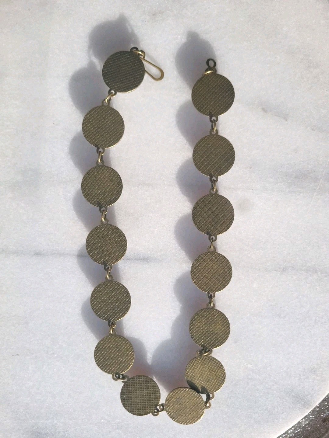VINTAGE OPAL FOIL MILKY LILAC GLASS CABACHON STATION NECKLACE SET HEAVY ARTISAN