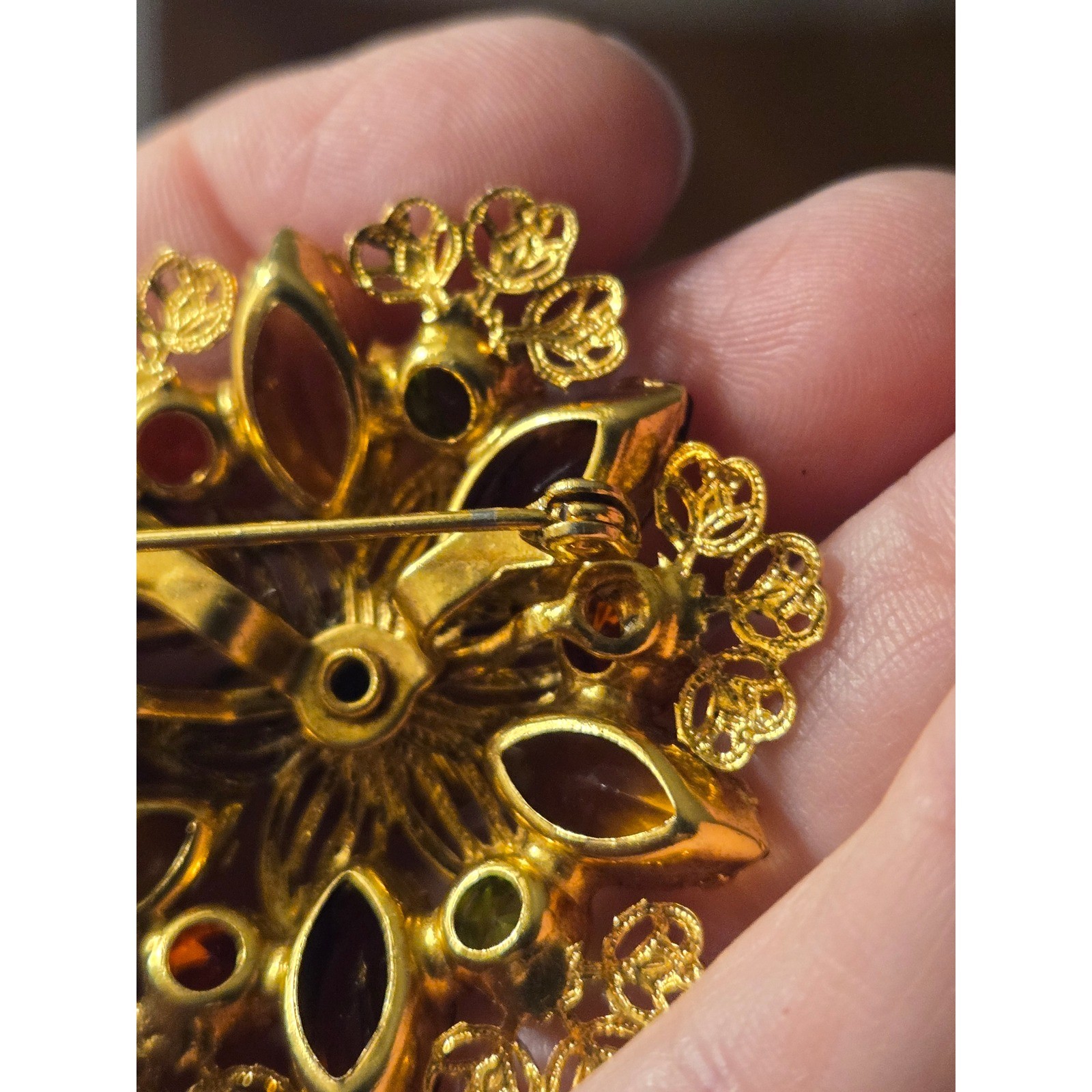 Juliana Style Brooch Fall Colors Autumn Vintage Rivoli Navettes