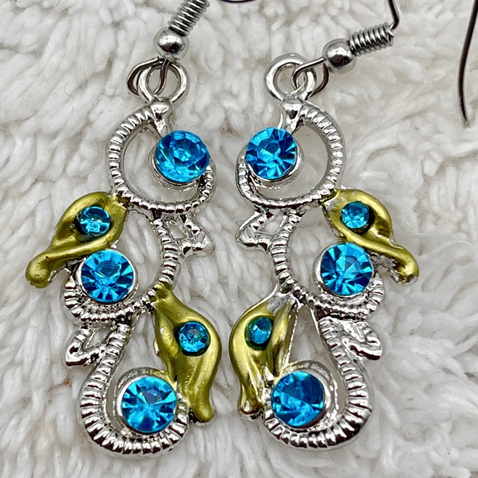 Vintage Blue Butterfly Jewelry Set Y Drop Necklace Earrings Fairycore