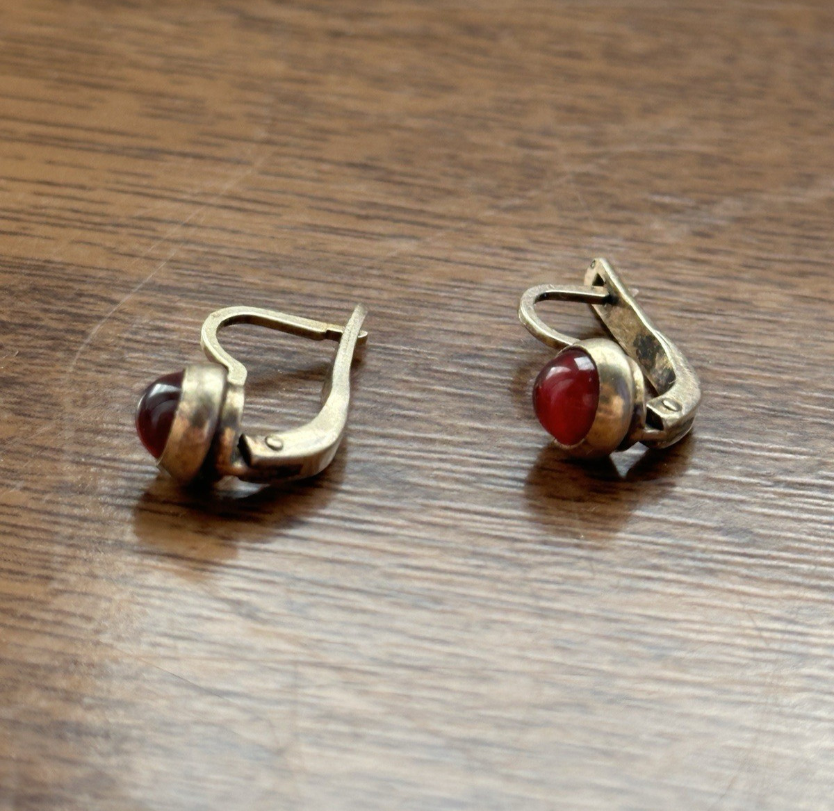 Vintage Soviet Sterling Silver 875 Rose Ruby Corundum Earrings Woman USSR