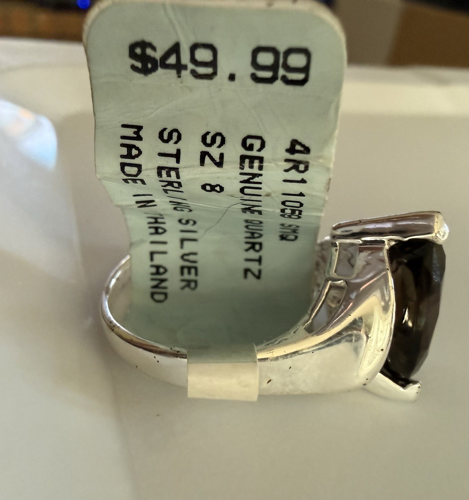 Vintage QVC HSN ? Genuine Smoky Quartz Sterling Silver Cocktail Ring Sz 8