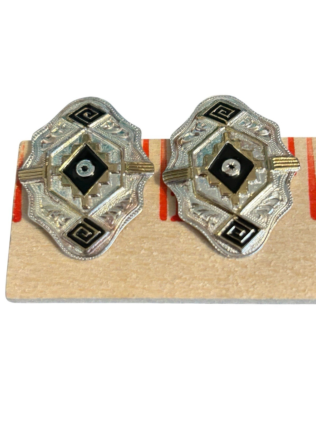Vintage Montana Silversmiths Tribal Western Earrings In Box