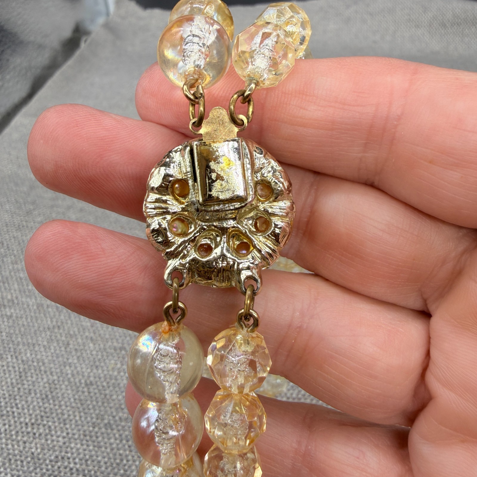 Vintage Necklace Golden Acrylic Beads Double Strand 22 Inches