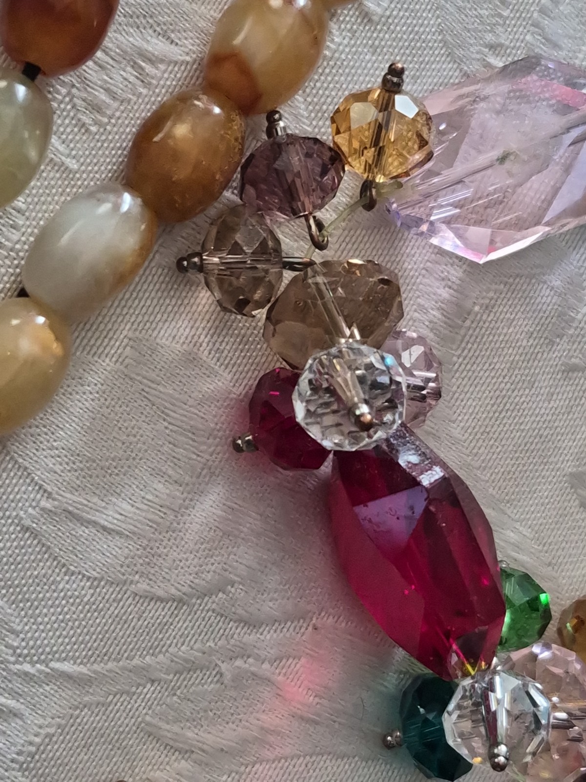 Vintage Crystal Glass Stone Bead Jewelry Lot Abalone Millefiori Necklace Earring