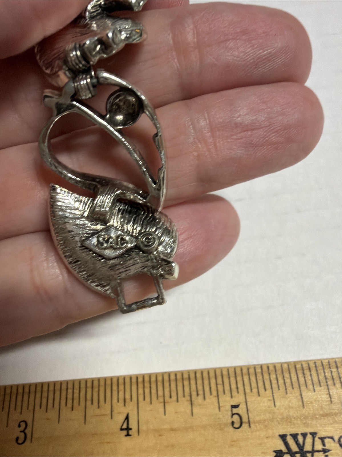 Vintage Sarah Coventry Silver Tone Leaf Bracelet Textured Mid Century 7.25in