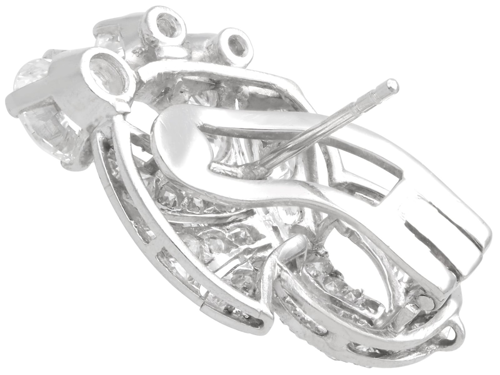 Vintage Art Deco 5.09Ct Diamond and Platinum Earrings Circa 1950