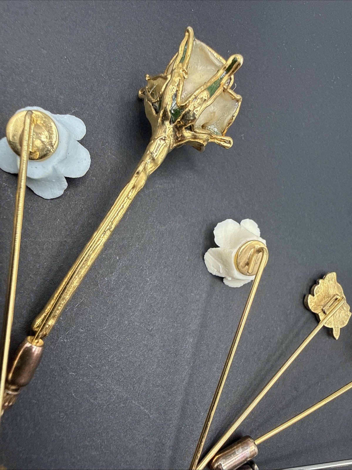 Lot Of Stick Pins – Spring Summer Flowers Metal Ceramic Rhinestone B7