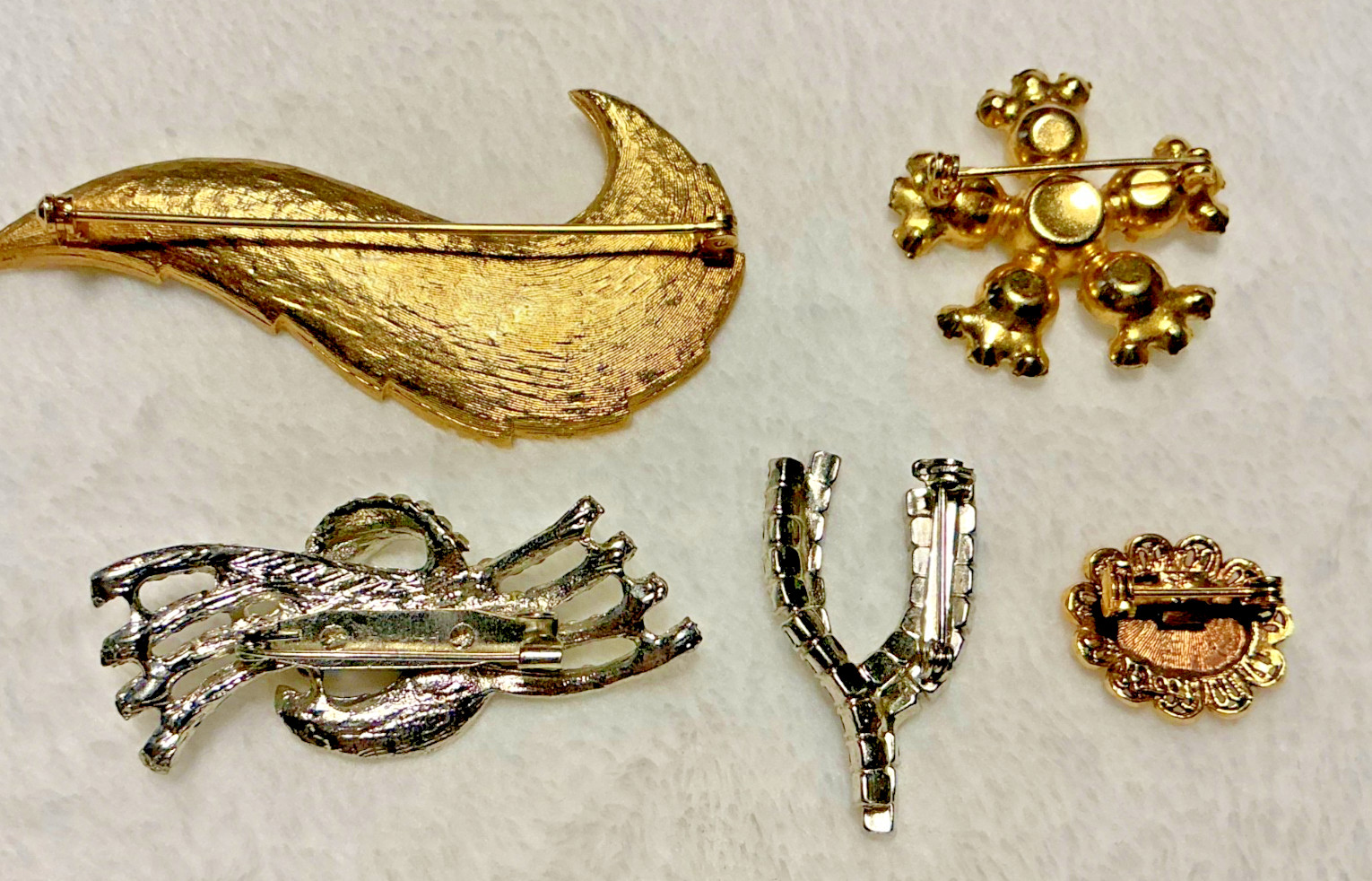 Vintage to Now Brooch Pin Lot Signed Tacoa and Unsigned Gold Silver Tone MOP