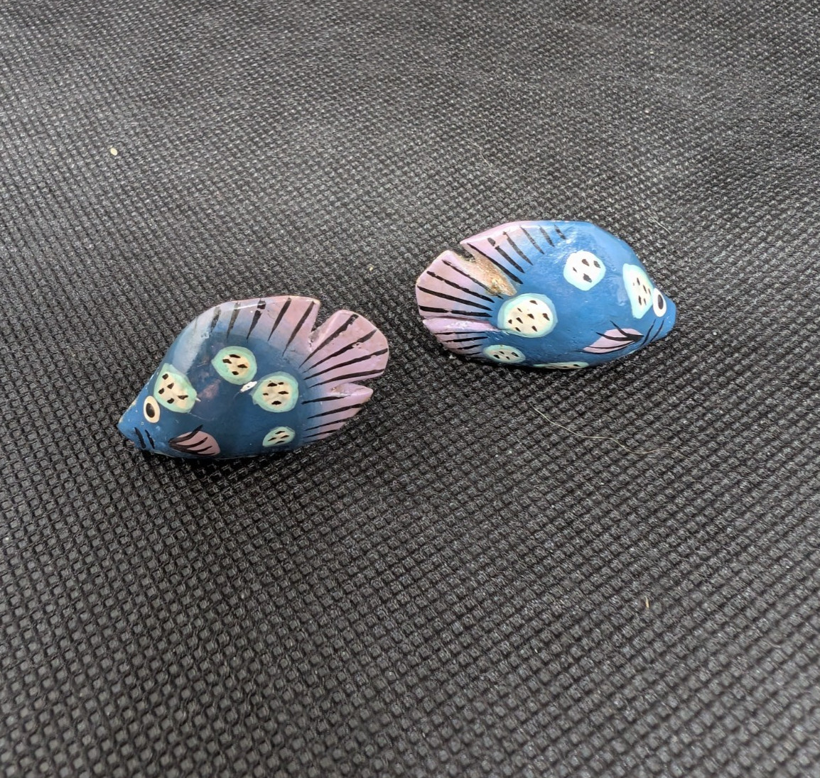 LOT 4 Pair Vintage Fish Earrings – Clip-on & Hook – Hand-Painted Wood & Ceramic