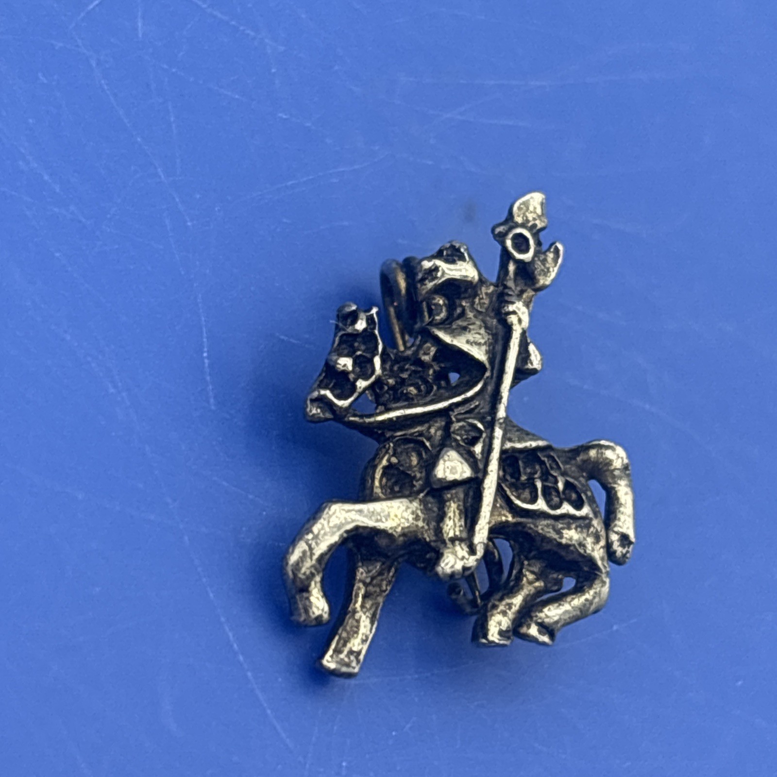 Vintage Knight on Horse Brooch Missing Stones Medieval Figural Repair Craft Pin