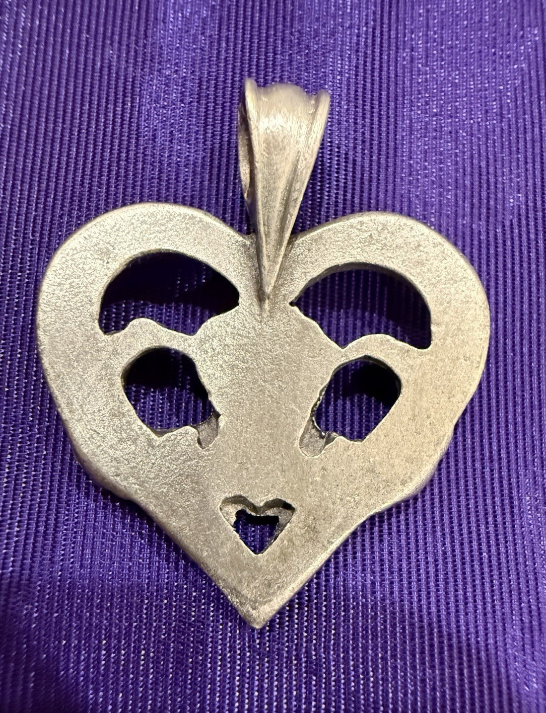 Vintage US Army Paratrooper Pewter Heart Pendant with Rhinestone Accent