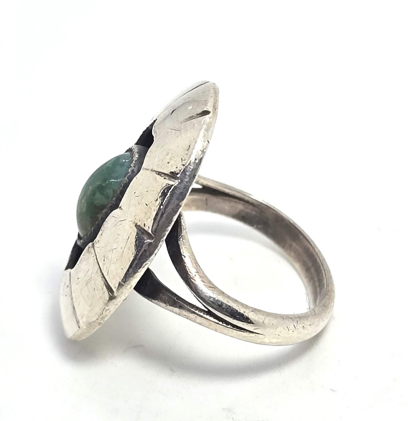 Turquoise Shadowbox Native American vintage sterling silver ring size 6