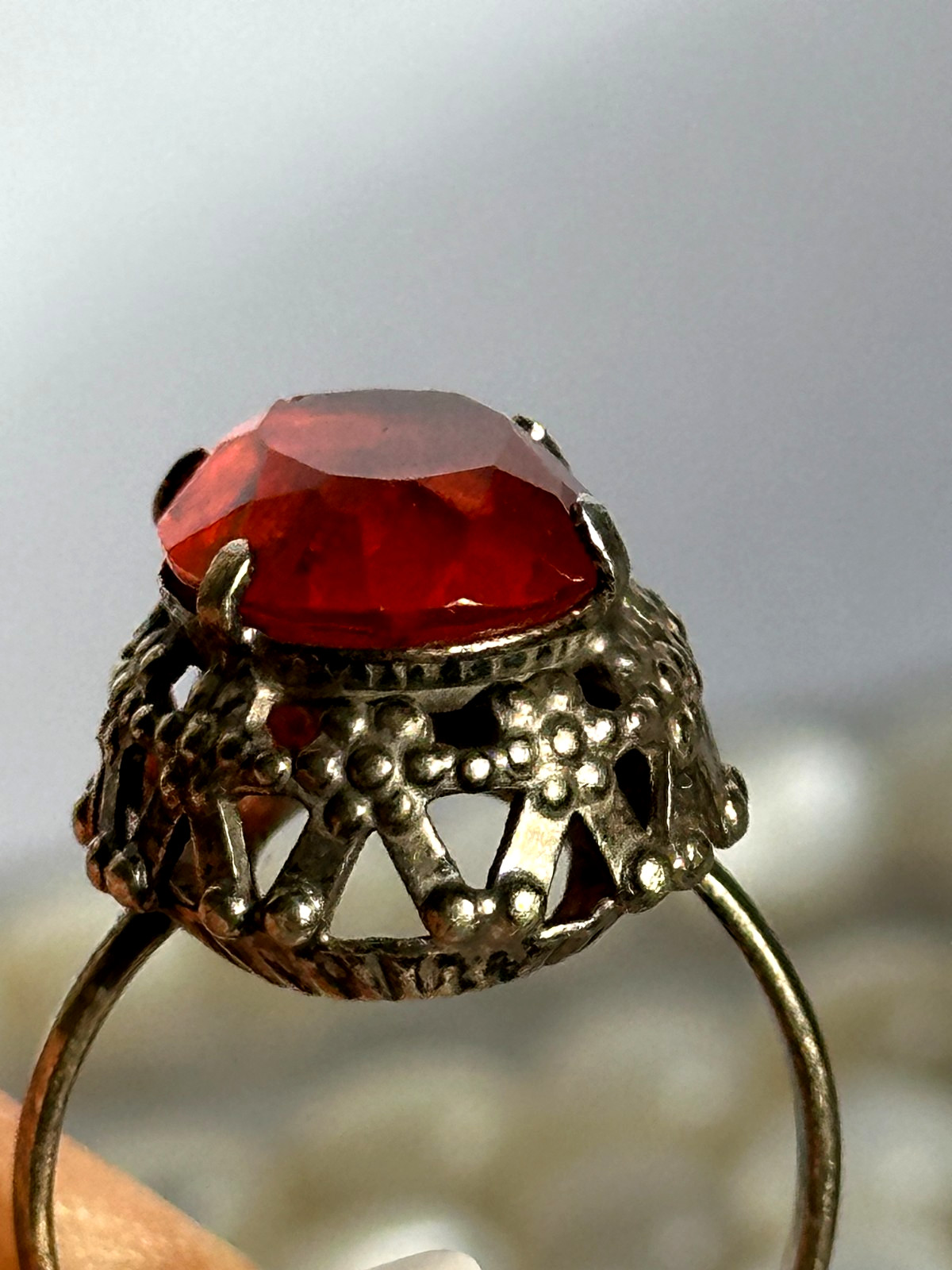 vintage woman RING soviet SILVER 875 star “Sudarushka” girl openwork crown USSR