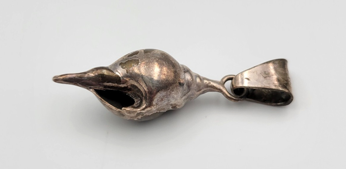 Vintage Taxco Mexico Sterling Silver Conch Shell Pendant 925 2″ TL-29 8g
