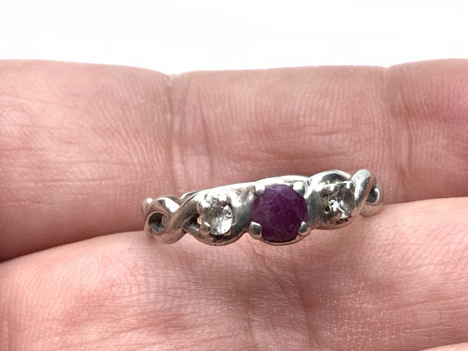 Designer 925 Sterling Silver Ruby Sapphire Accents Ladies Band Ring ~ Sz 6.25
