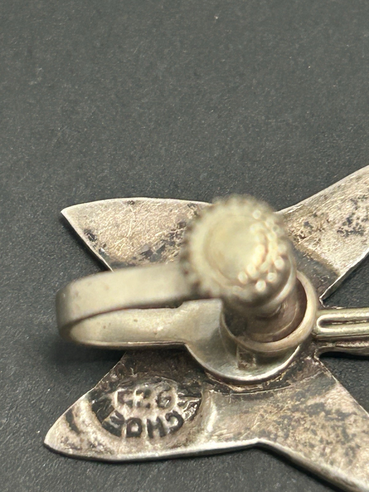 Vintage Mexico 925 Sterling Silver Abalone Butterfly Screw Back Earrings