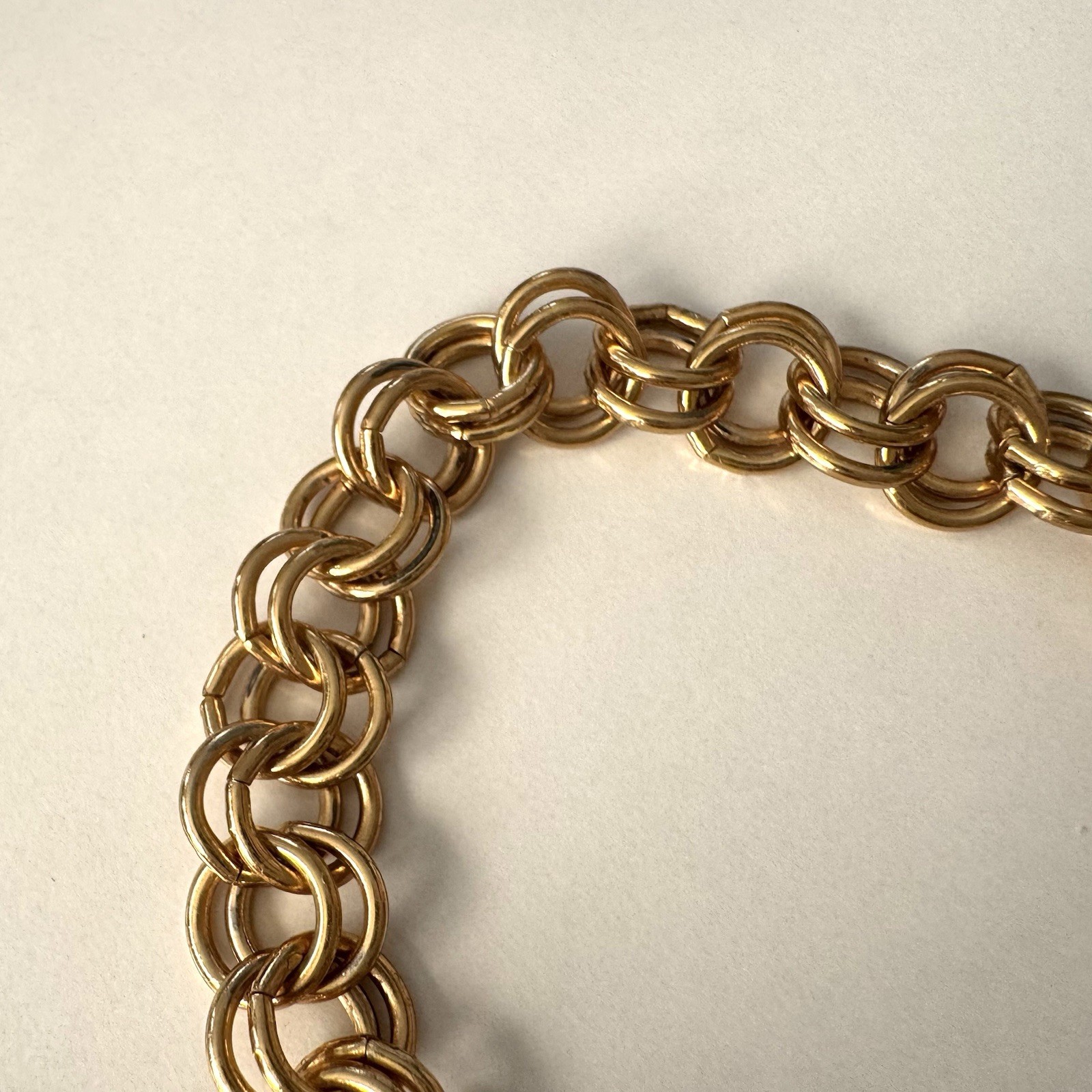 Vintage Gold Tone Double Link Chain Toggle Bracelet – Chunky Statement Style