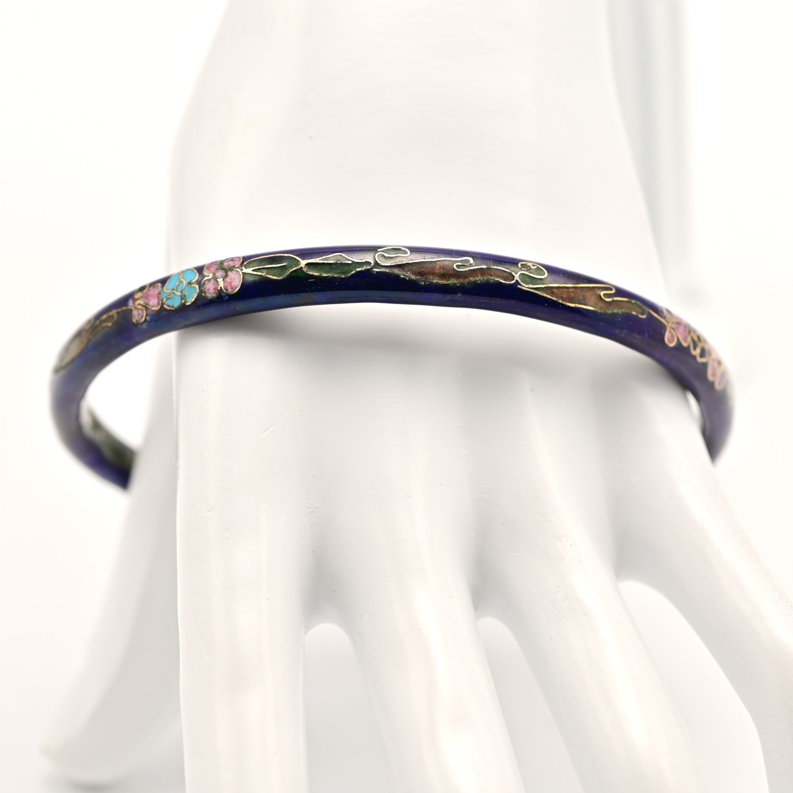 Chinese Vintage Original Enamel Cloisonne Asian Champleve Estate Bangle Bracelet