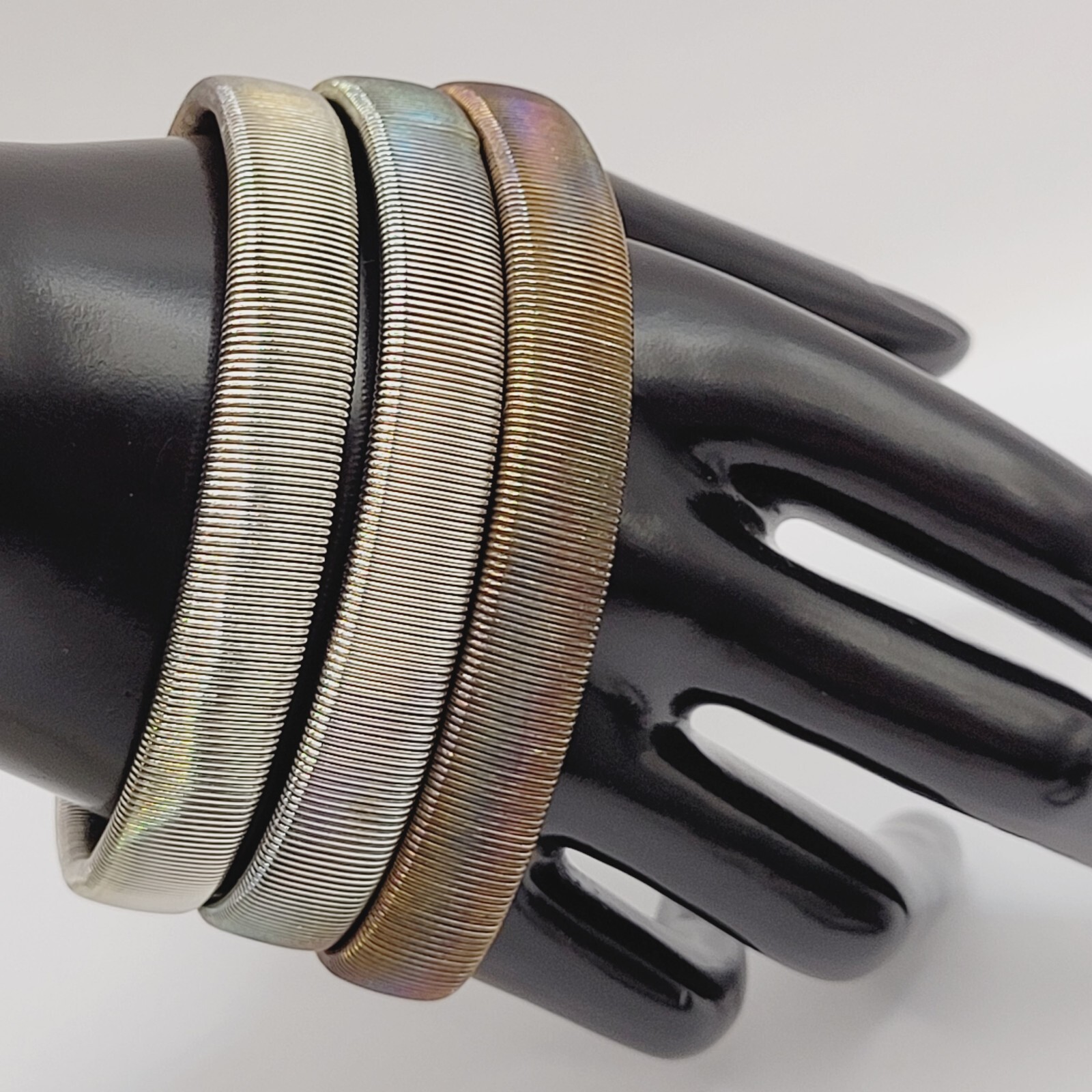 8 Slinky Stretch Coil Shirt Garter Band Style Vintage Bracelet Costume Jewelry