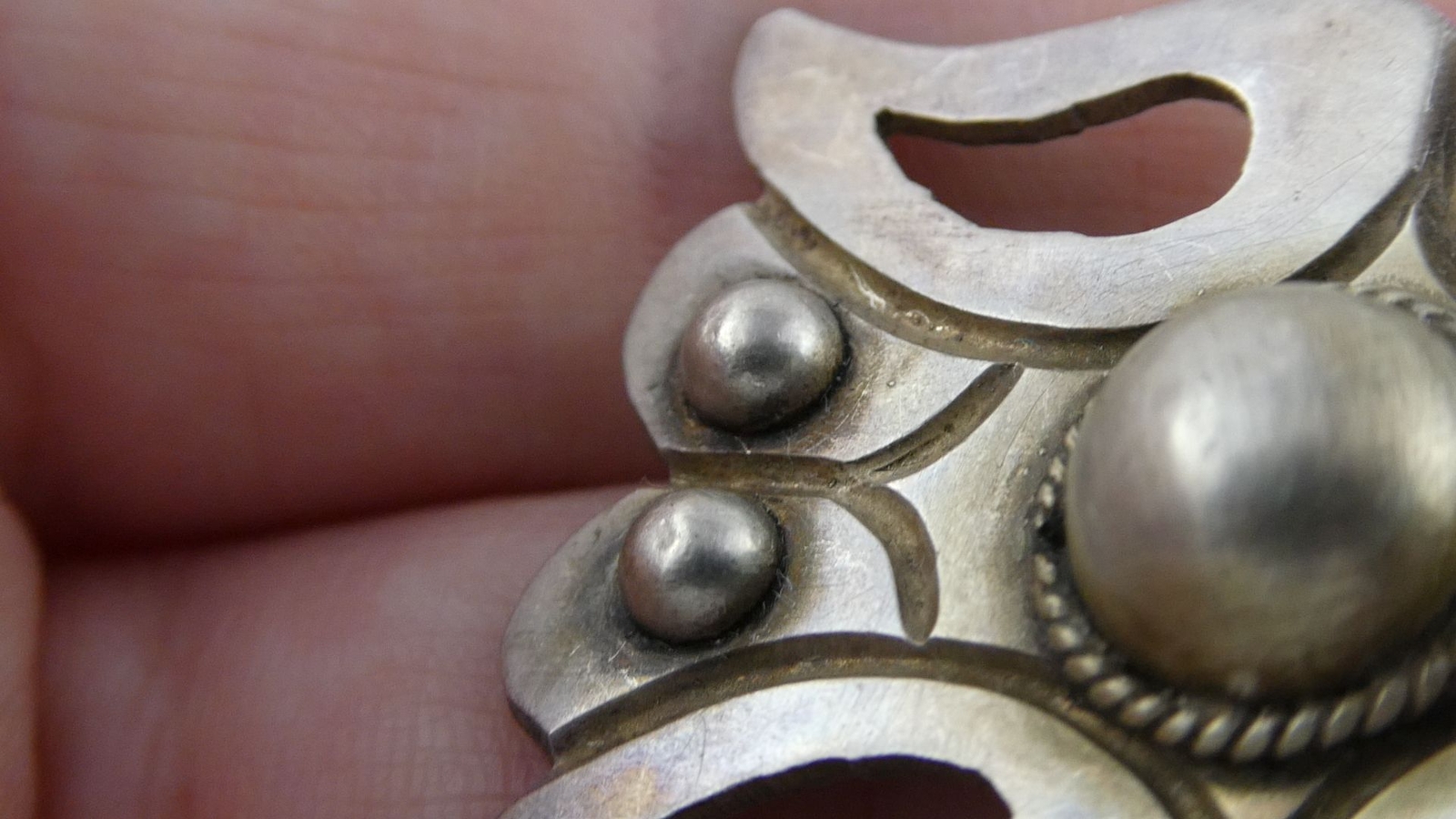 Antique Mexico Taxco 980 Sterling Silver Modernist Brooch Shapes Pin 12.4g 1.5In