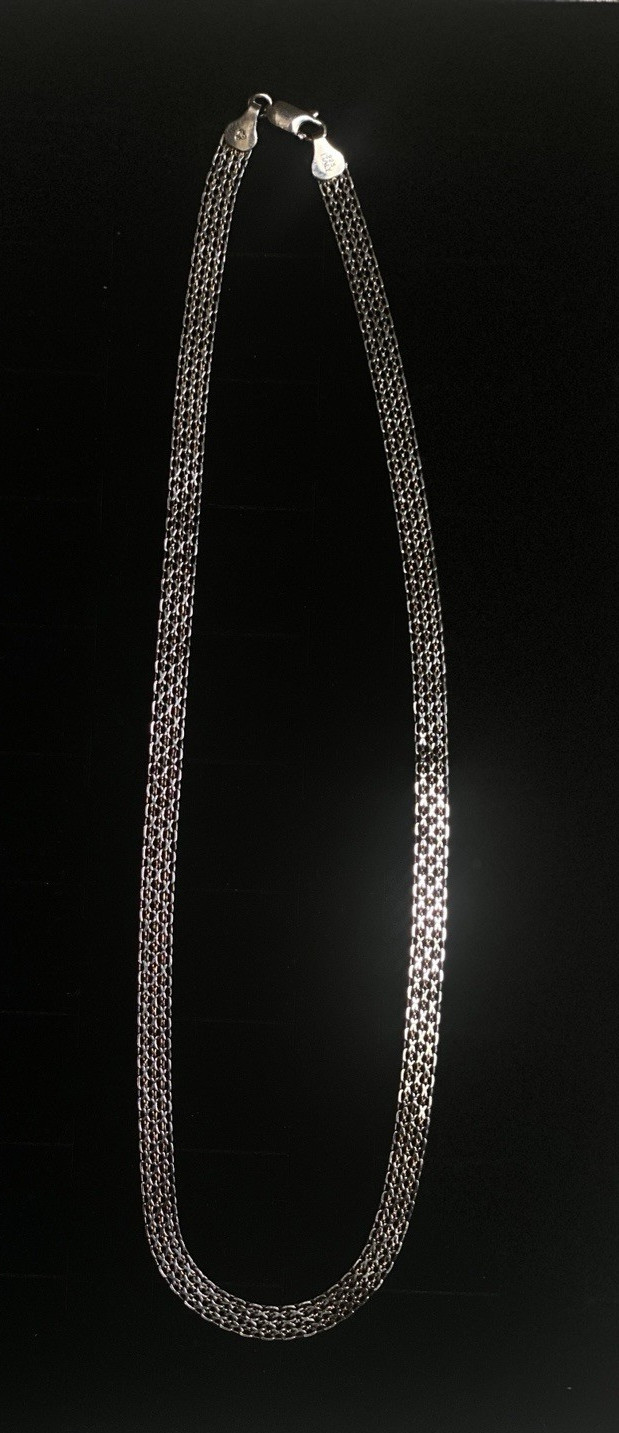 Vintage IBB 925 Sterling Silver Italy Flat Woven Mesh Chain Necklace 17″ (10.88)