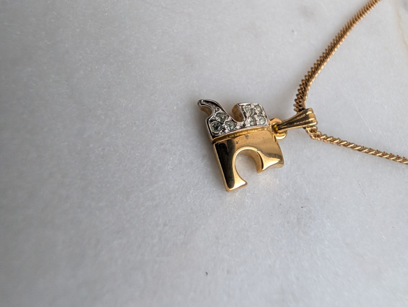 Vintage Courrèges Paris Gold-Tone Diamanté “AC” Logo Necklace