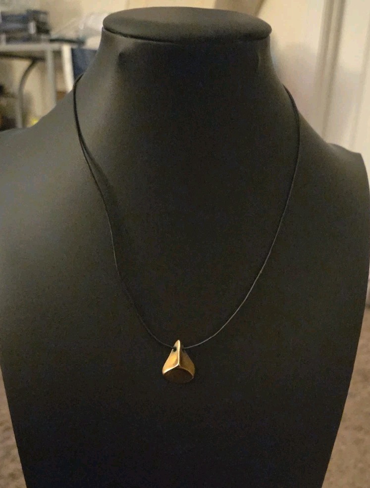 Vintage Maxine Denker NWT Minimalist Geometric Gold Pendant Cord Necklace…