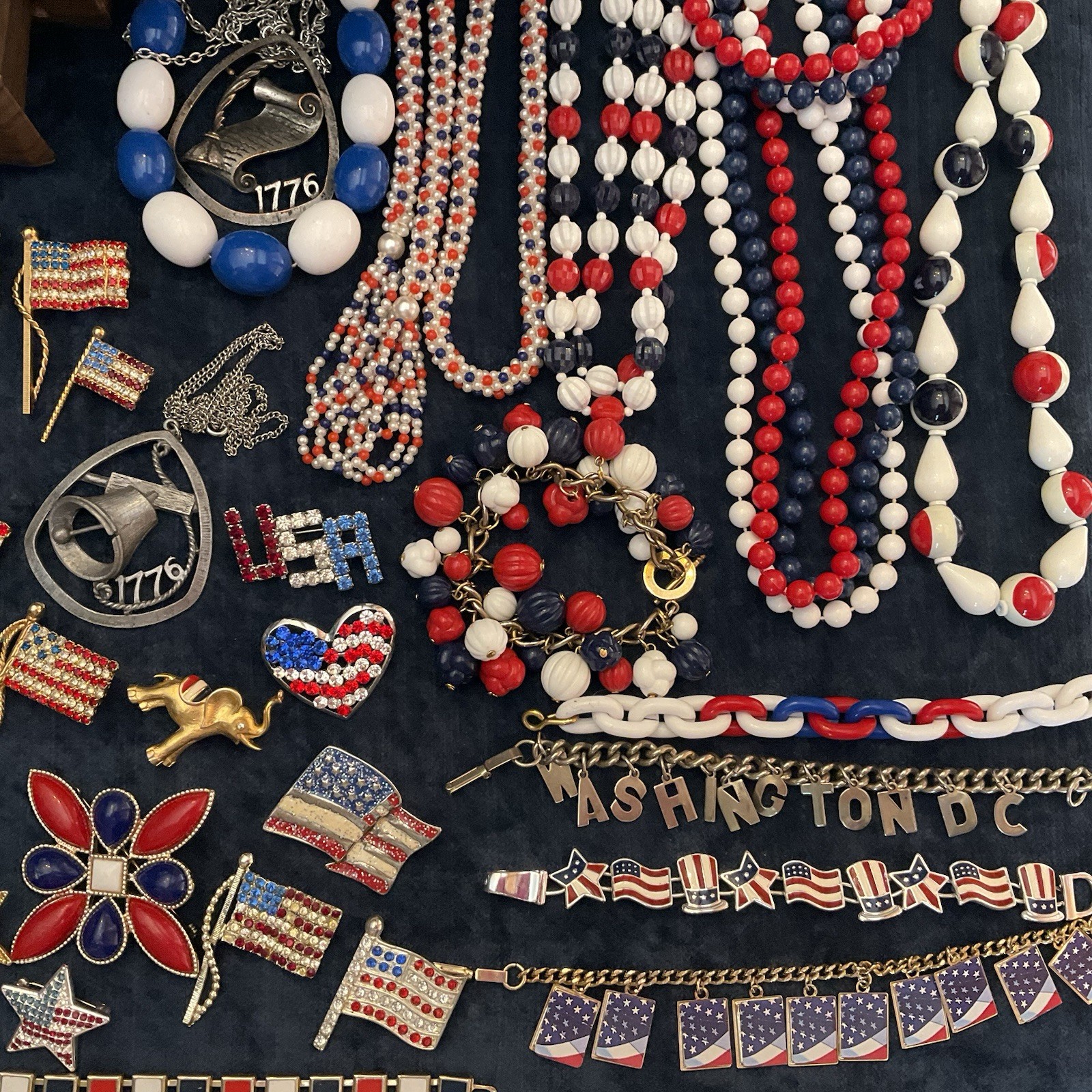Vintage Lot Patriotic Forth Of July Red White Blue Jewelry Sarah C Monet Emmons