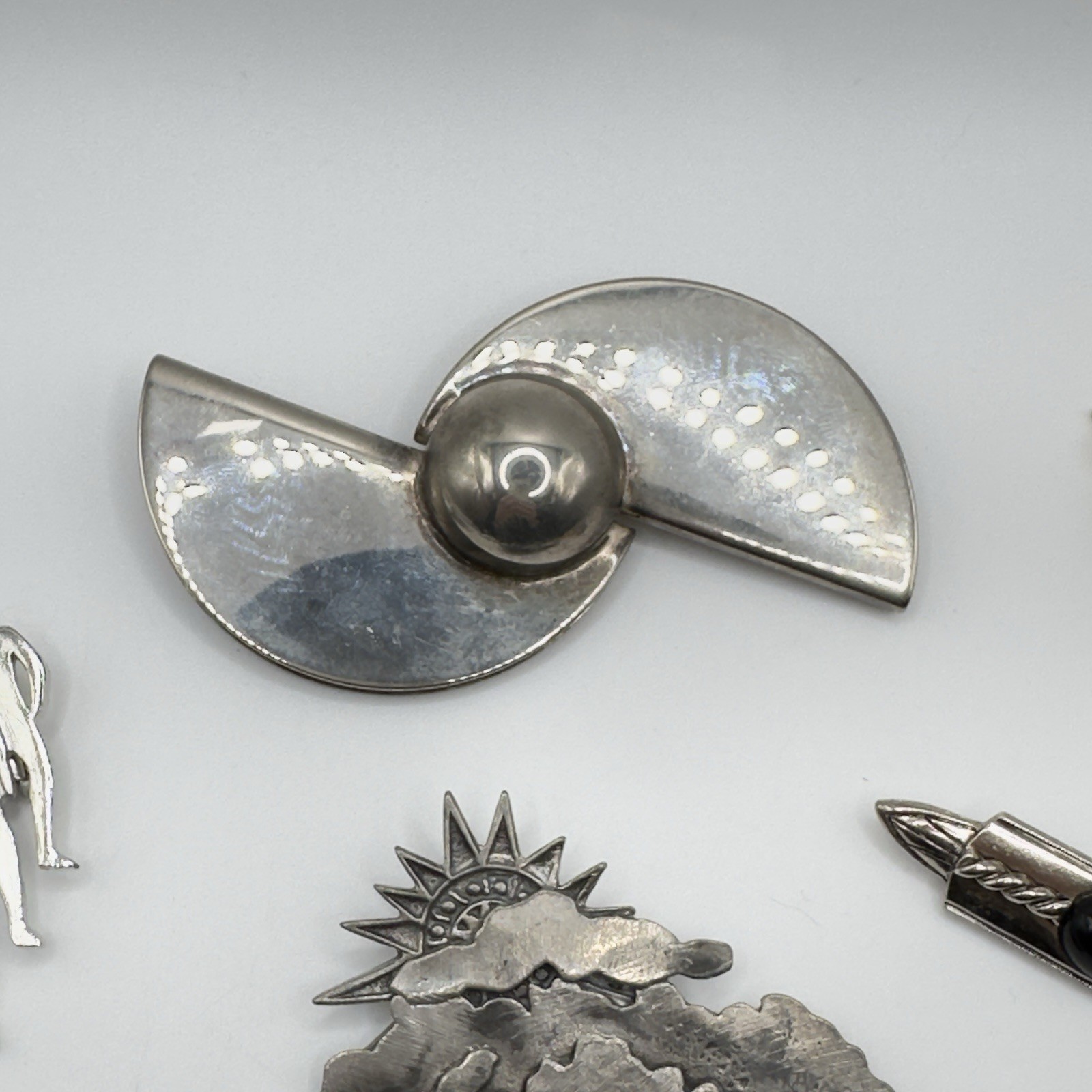 Abstract Modernist Brooch Pins Lot of 9 Vintage 60’s-80’s Silver Tone Geometric