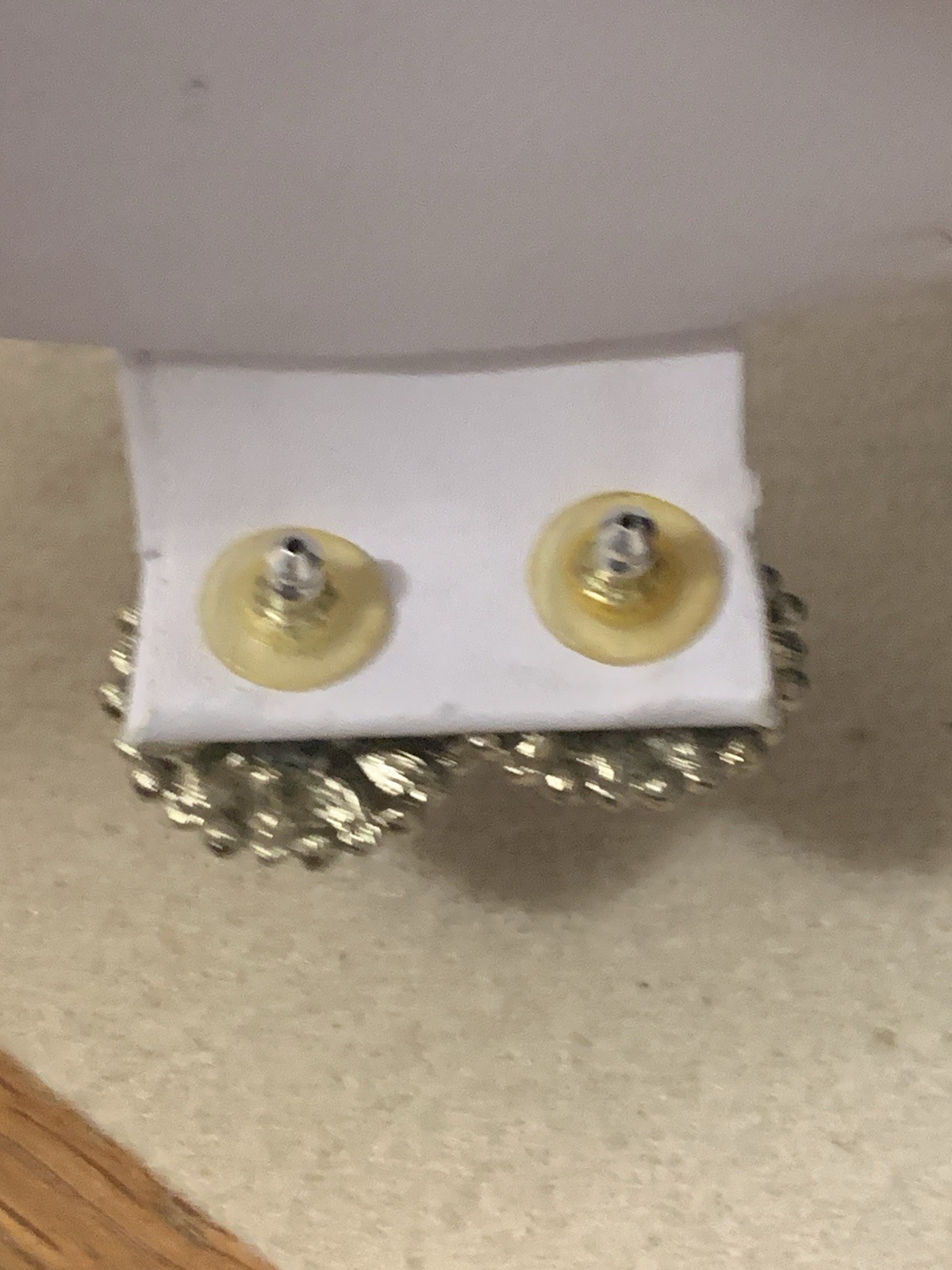 RARE 1950’S VINTAGE PINK CHAMPAGNE CRYSTAL&MARCASITE POST BACK EARRINGS-EXC COND