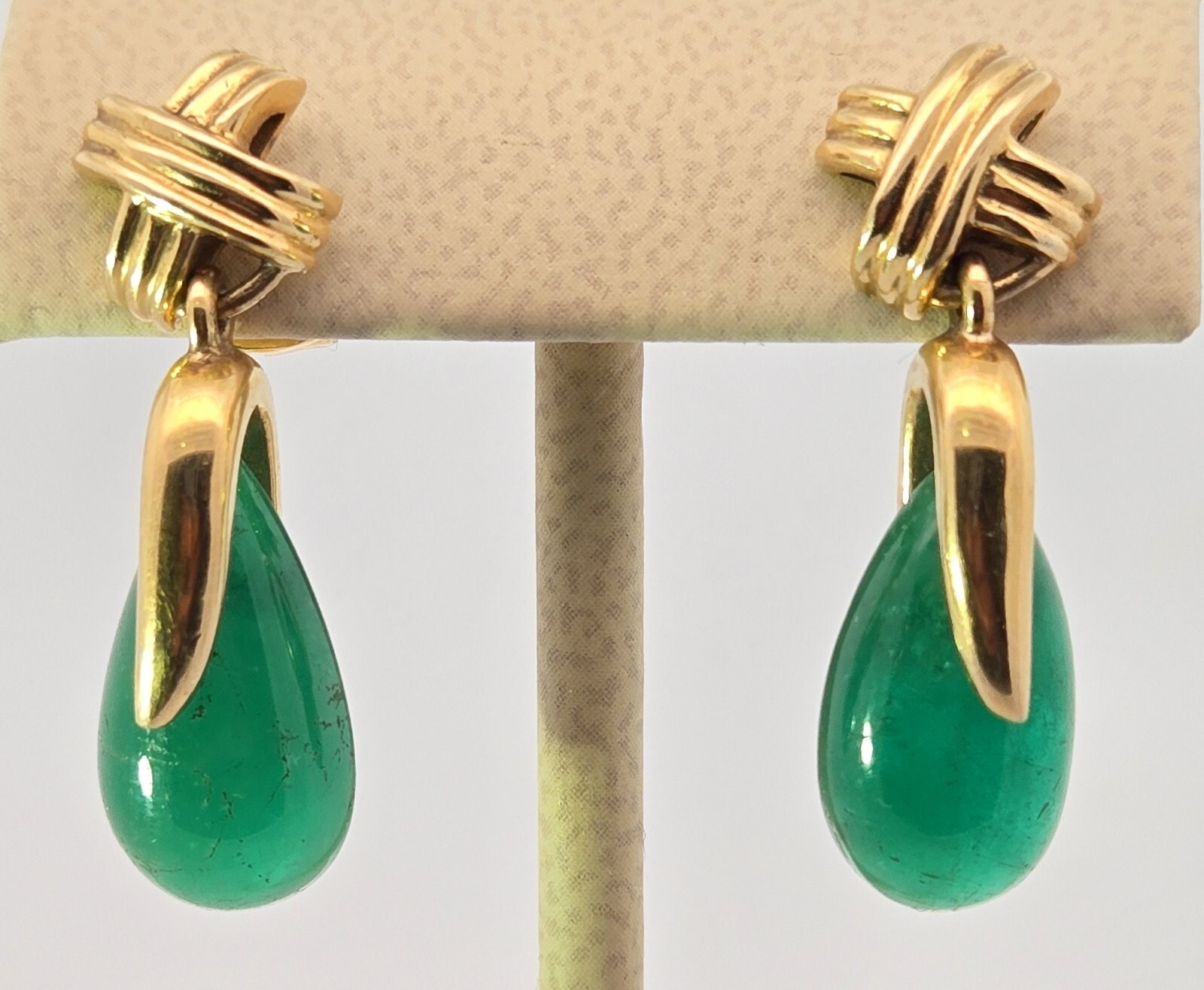 CERTIFIED NATURAL COLOMBIAN EMERALDS 17.5 CTS IN 18K GOLD FINE EARRINGS~$8,015.0