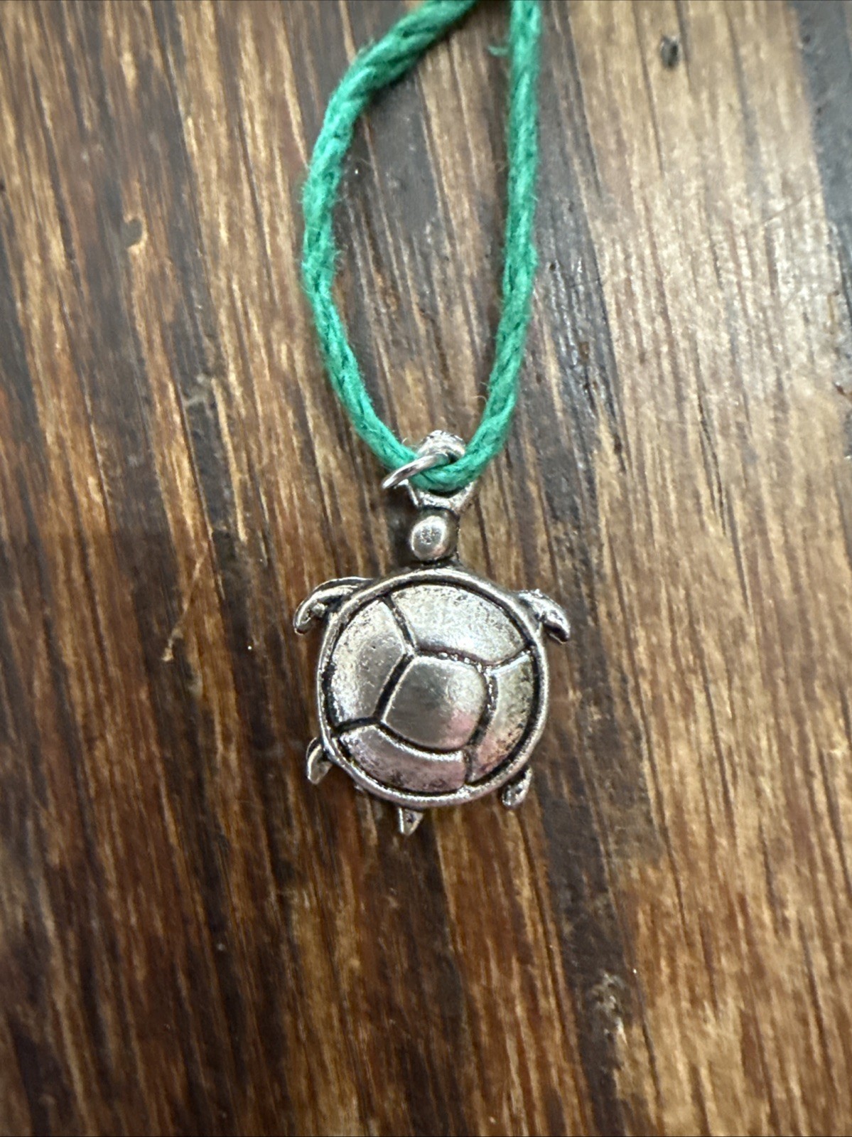 TURTLE CHARM Dainty Necklace Hemp Cord Boho Beach Ocean Tibetan Silver Tone