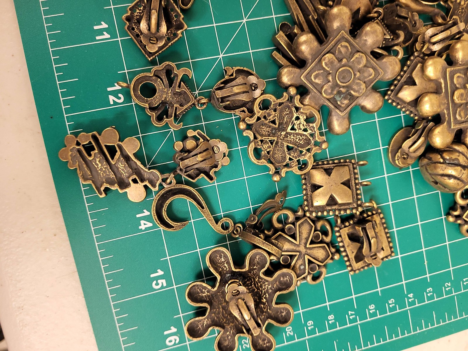 Antique Bronze Tone Clip On Earrings Pendant Lot Jewelry Making Craft Supplies