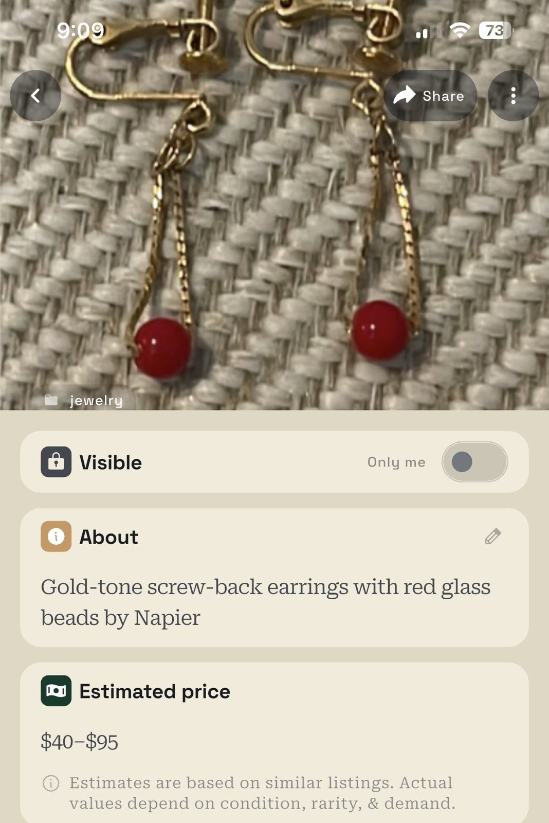 Napier Vintage Earrings Lot Gold-Tone Hoops, Red Glass Dangle, Floral Clip-On